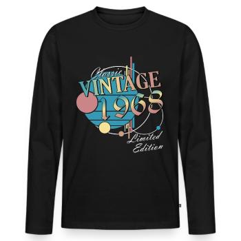 Millésime 1968 Rétro - T-shirt manches longues Premium bio Homme - noir - Devant - Nico (187cm)