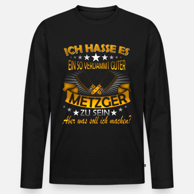 Metzger Spruch - Männer Premium Bio Langarmshirt - Schwarz