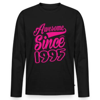 Awesome Since 1995 - Männer Premium Bio Langarmshirt - Schwarz - Vorne - Nico (187cm)