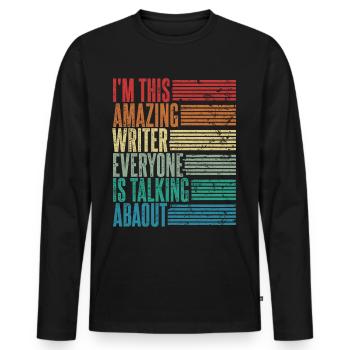 Writer Writer Gift Retro - Men's Premium Organic Long Sleeve Shirt - black - Front - Nico (187cm)