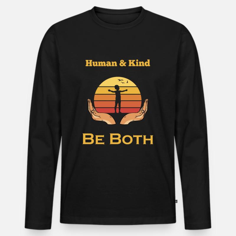 Human and Kind - Be Both - Männer Premium Bio Langarmshirt - Schwarz