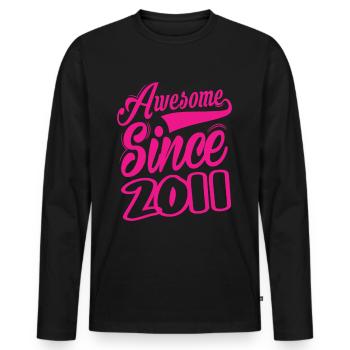Awesome Since 2011 - Männer Premium Bio Langarmshirt - Schwarz - Vorne - Nico (187cm)