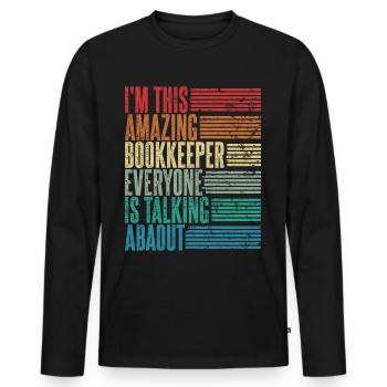 Vintage Comptable Comptable Cadeau Rétro - T-shirt manches longues Premium bio Homme - noir - Devant - Nico (187cm)