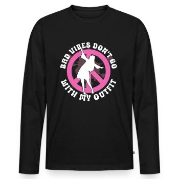 Hippie Peace Zeichen Frieden Blumen Blumenkind - Männer Premium Bio Langarmshirt - Schwarz - Vorne - Nico (187cm)