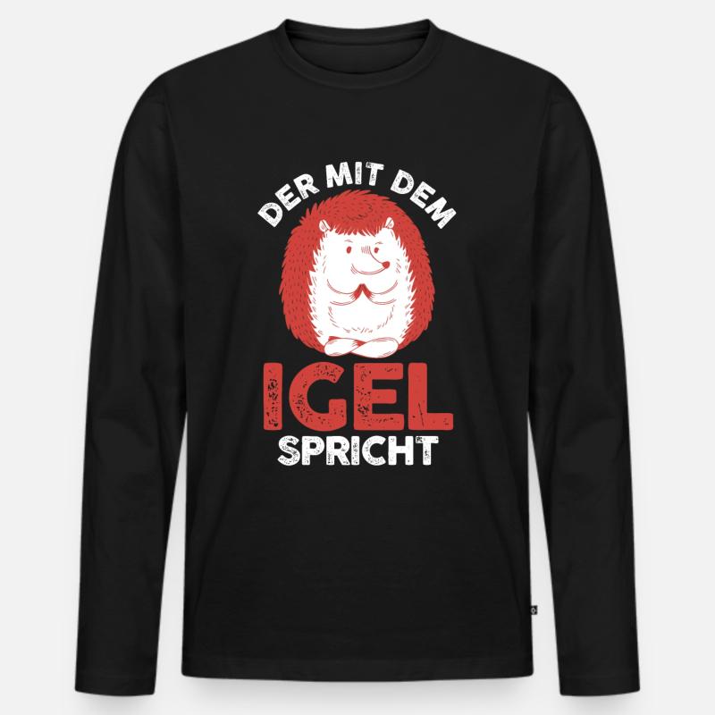 Tiermotiv Igel - Männer Premium Bio Langarmshirt - Schwarz