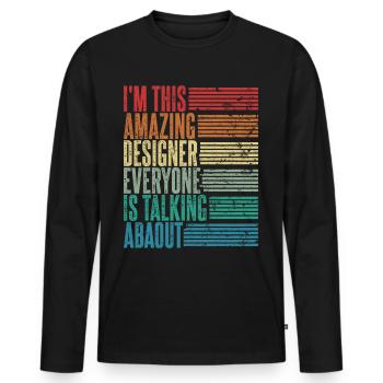 Vintage Designer Designer Gift Retro - Men's Premium Organic Long Sleeve Shirt - black - Front - Nico (187cm)