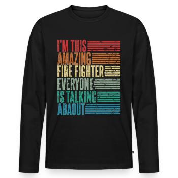 Vintage Firefighter Firefighter Gift Retro - Men's Premium Organic Long Sleeve Shirt - black - Front - Nico (187cm)