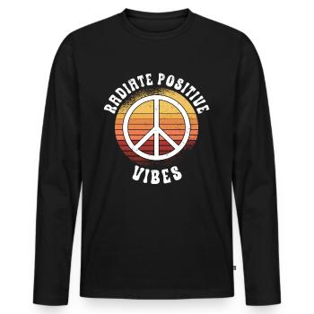Hippie Peace Sign Peace Flowers Flower Child - T-shirt manches longues Premium bio Homme - noir - Devant - Nico (187cm)