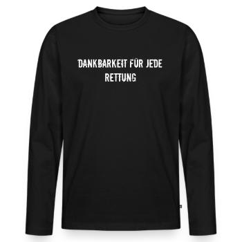 Feuerwehr - Dankbarkeit für jede Rettung - Männer Premium Bio Langarmshirt - Schwarz - Vorne - Nico (187cm)