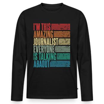 Vintage Journalist Journalist Gift Retro - Men's Premium Organic Long Sleeve Shirt - black - Front - Nico (187cm)