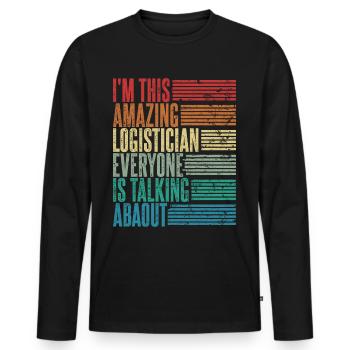 Vintage Logistiker Logistikerin Geschenk Retro - Männer Premium Bio Langarmshirt - Schwarz - Vorne - Nico (187cm)
