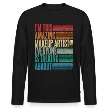 Make-up Artist Makeup Artist Makeup Artist Gift - Men's Premium Organic Long Sleeve Shirt - black - Front - Nico (187cm)