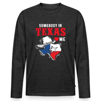 Texas Cadeau Huston Austin Dallas El Paso Rodeo - T-shirt manches longues Premium bio Homme - anthracite chiné - Devant - Nico (187cm)