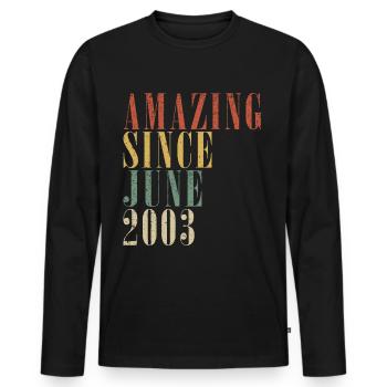 20ème anniversaire Juin Millésime 2003 Millésime - T-shirt manches longues Premium bio Homme - noir - Devant - Nico (187cm)