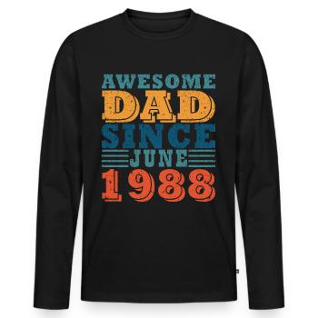 Geschenk Juni 1988 Geburtstag Juni 1988. Juni 1988 - Männer Premium Bio Langarmshirt - Schwarz - Vorne - Nico (187cm)