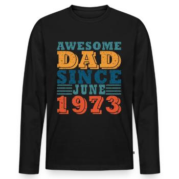 1973 Retro Style 50th Birthday Shirt - Men's Premium Organic Long Sleeve Shirt - black - Front - Nico (187cm)