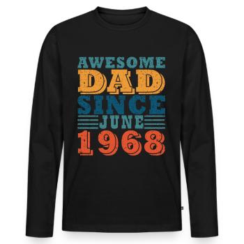 1968 · June 1968 Birthday Perfectly aged - Men's Premium Organic Long Sleeve Shirt - black - Front - Nico (187cm)