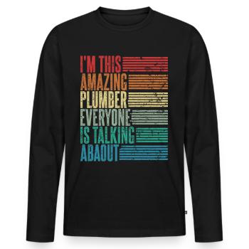 Vintage Plumber Plumber Gift Retro - Men's Premium Organic Long Sleeve Shirt - black - Front - Nico (187cm)