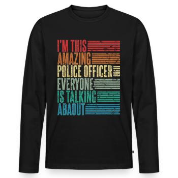 Vintage Policeman Policewoman Gift Retro - Men's Premium Organic Long Sleeve Shirt - black - Front - Nico (187cm)