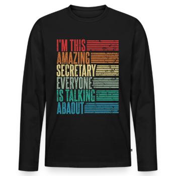 Vintage Secrétaire Secrétaire Cadeau Rétro - T-shirt manches longues Premium bio Homme - noir - Devant - Nico (187cm)