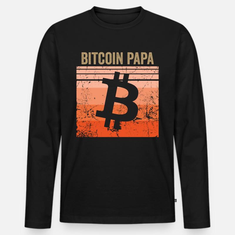 Bitcoin Papa - Männer Premium Bio Langarmshirt - Schwarz