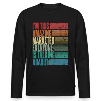 Vintage Marketeer Marketer Gift Retro - Men's Premium Organic Long Sleeve Shirt - black - Front - Nico (187cm)