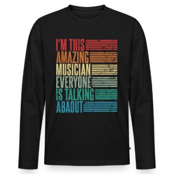 Vintage Musician Musician Gift Retro - Men's Premium Organic Long Sleeve Shirt - black - Front - Nico (187cm)