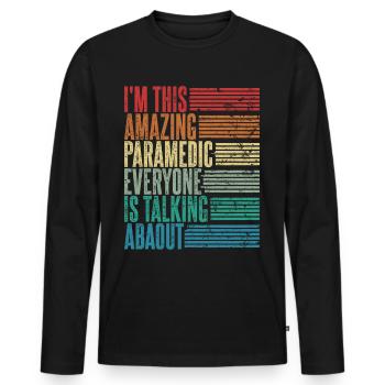Vintage Paramedic Paramedic Gift Retro - Men's Premium Organic Long Sleeve Shirt - black - Front - Nico (187cm)