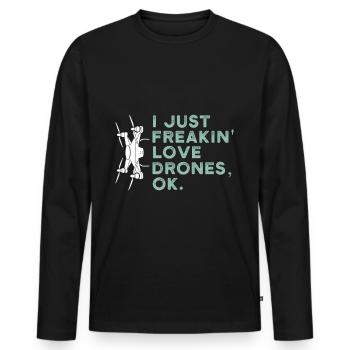 Pilote de drone - T-shirt manches longues Premium bio Homme - noir - Devant - Nico (187cm)