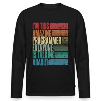 Programmeur Vintage Codeur Cadeau Rétro - T-shirt manches longues Premium bio Homme - noir - Devant - Nico (187cm)