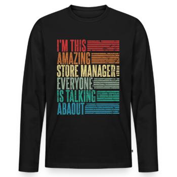 Vintage Store Manager Store Manager Cadeau Rétro - T-shirt manches longues Premium bio Homme - noir - Devant - Nico (187cm)
