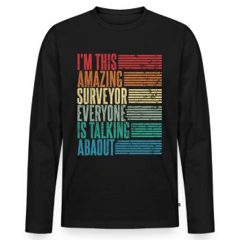 Vintage Vermessungsingenieur Geschenk Retro - Männer Premium Bio Langarmshirt - Schwarz - Vorne - Nico (187cm)
