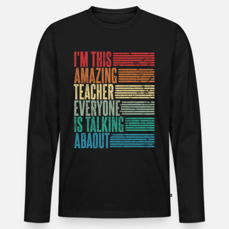 Vintage Lehrer Lehrerin Geschenk Retro - Männer Premium Bio Langarmshirt - Schwarz