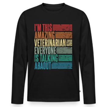 Vintage Vétérinaire Femme vétérinaire Cadeau Rétro - T-shirt manches longues Premium bio Homme - noir - Devant - Nico (187cm)