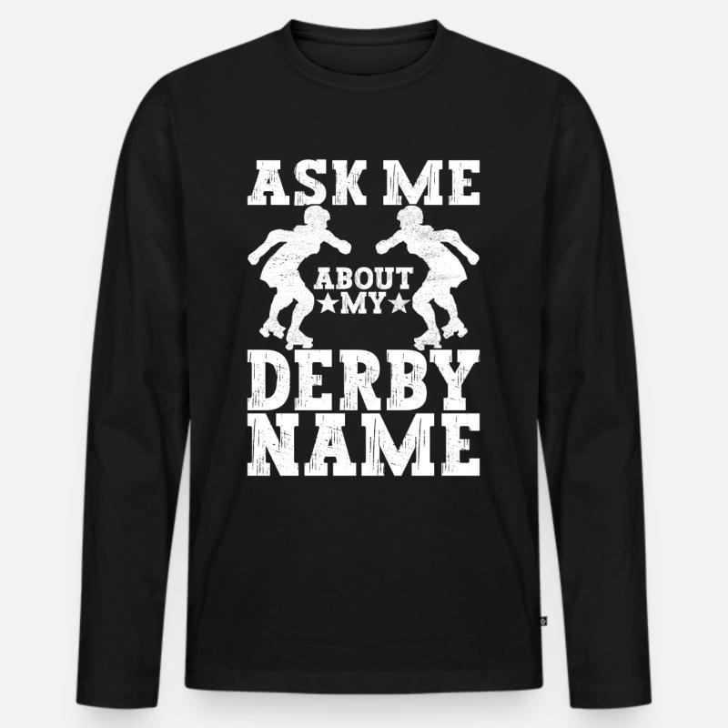 Roller Derby - Männer Premium Bio Langarmshirt - Schwarz