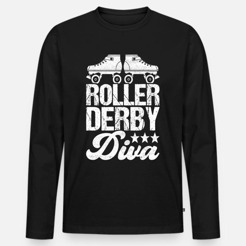 Roller Derby - Männer Premium Bio Langarmshirt - Schwarz