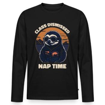 Faultier Retro Lehrer Klasse Entlassen Nickerchen - Männer Premium Bio Langarmshirt - Schwarz - Vorne - Nico (187cm)