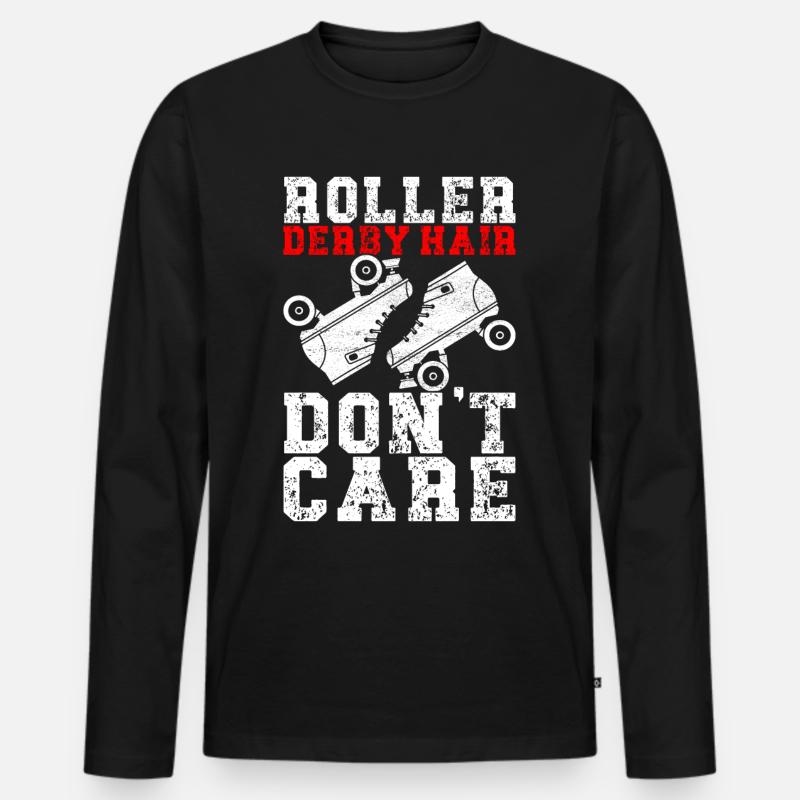 Roller Derby - Männer Premium Bio Langarmshirt - Schwarz