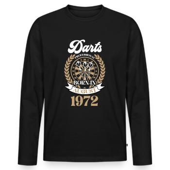 Dart - Darts - 1972 - Männer Premium Bio Langarmshirt - Schwarz - Vorne - Nico (187cm)