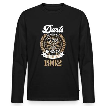 61ème Anniversaire Août Vintage 1962 Fléchettes - T-shirt manches longues Premium bio Homme - noir - Devant - Nico (187cm)