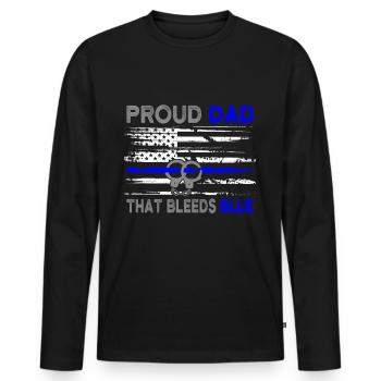 Proud Dad Polizist Polizei USA Geschenk - Männer Premium Bio Langarmshirt - Schwarz - Vorne - Nico (187cm)