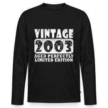 2003 20e anniversaire - T-shirt manches longues Premium bio Homme - noir - Devant - Nico (187cm)