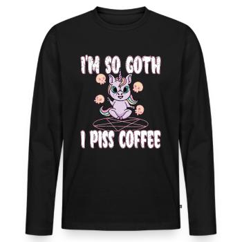 Satan Belzébuth Diable Gothique Pentagramme Mystique - T-shirt manches longues Premium bio Homme - noir - Devant - Nico (187cm)