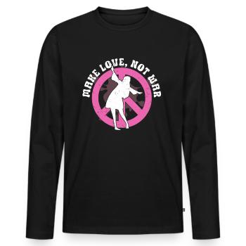Hippie Peace Zeichen Frieden Blumen Blumenkind - Männer Premium Bio Langarmshirt - Schwarz - Vorne - Nico (187cm)