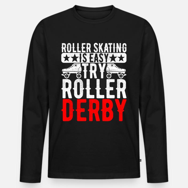 Roller Derby - Männer Premium Bio Langarmshirt - Schwarz