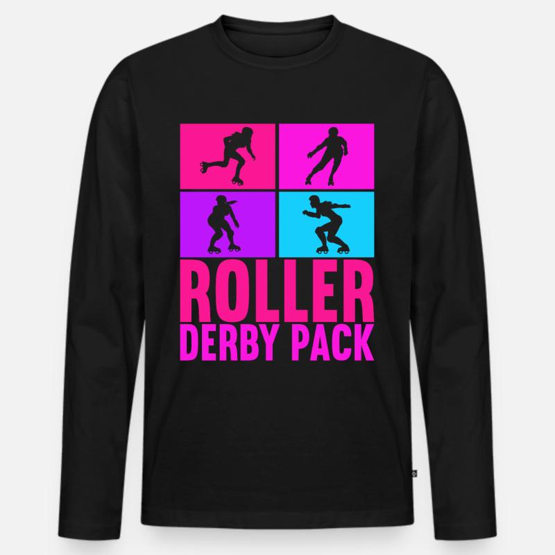 Roller Derby - Männer Premium Bio Langarmshirt - Schwarz