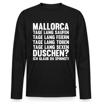 Party Urlaub Mallorca - Männer Premium Bio Langarmshirt - Schwarz - Vorne - Nico (187cm)