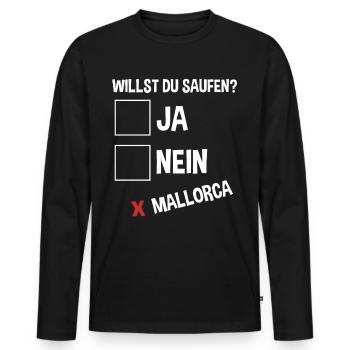 Party Urlaub Mallorca - Männer Premium Bio Langarmshirt - Schwarz - Vorne - Nico (187cm)