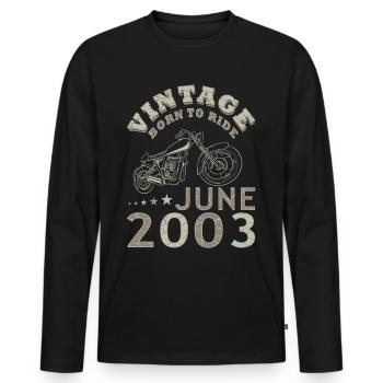 Biker Motorrad Juni 2003 20 Jahre Spruch - Men's Premium Organic Long Sleeve Shirt - black - Front - Nico (187cm)