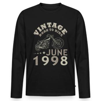 Biker Motorrad Juni 1998 25 Jahre Spruch - Men's Premium Organic Long Sleeve Shirt - black - Front - Nico (187cm)